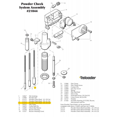 Dillon Powder Check System Parts Powder Check Rod Assembly, .44-.45 cal